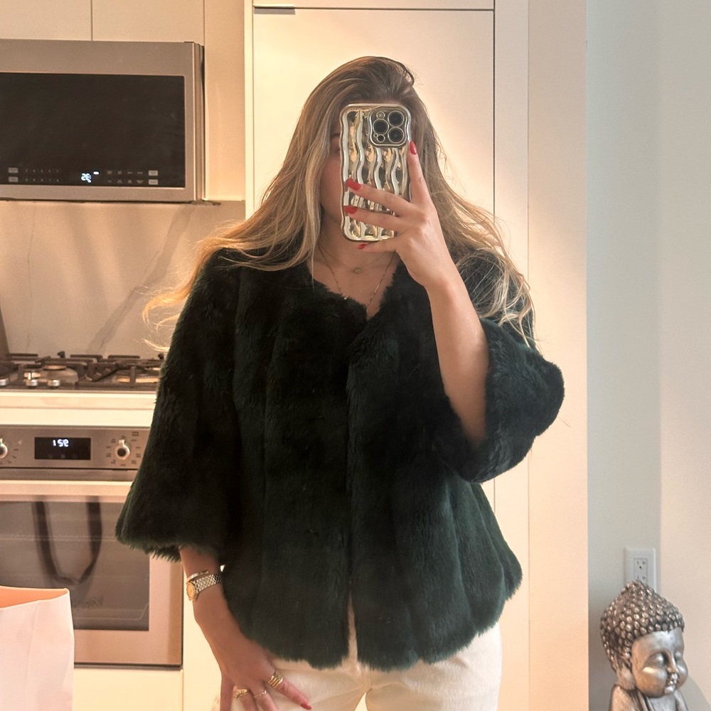 Dark Green Faux Fur Coat